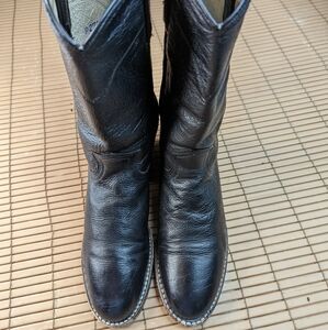 Dan Post women's black leather Western cowgirl roper boots sz 5M. 146pm